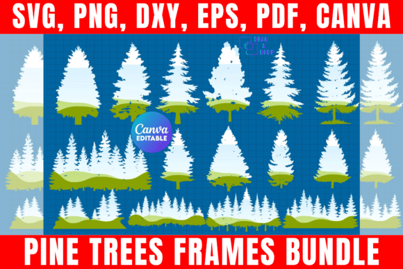 Download Pine Trees Frames Bundle, Drag and Drop - Drop Collection