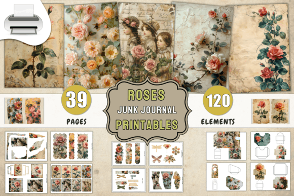 Download Roses Junk Journal Printables Supplies - Journal printables Collection