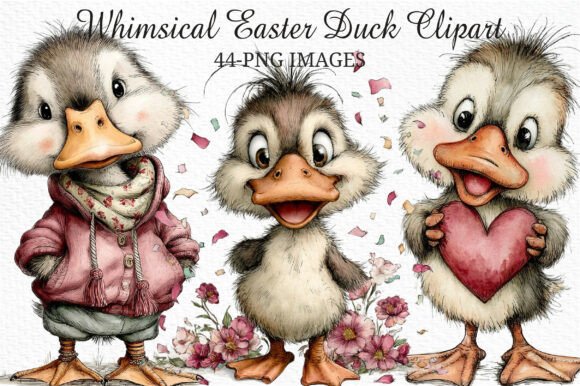 Download Whimsical Easter Duck Clipart Png Bundle - Whimsical Collection
