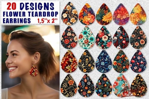 Download Flower Drop Earring Sublimation Bundle - Drop Collection