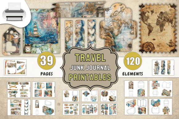 Download Travel Junk Journal Printables Supplies - Premium Resources