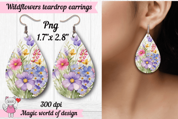 Download Wildflowers Tear Drop Earrings Sublimati - Drop Collection