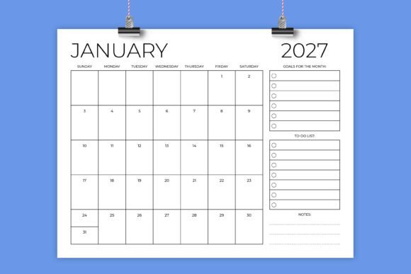 Download 2027 8.5 X 11 Calendar Monthly Planner - Premium Resources