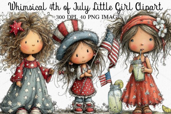 Download Whimsical 4th of July Little Girl Clipar - Whimsical Collection